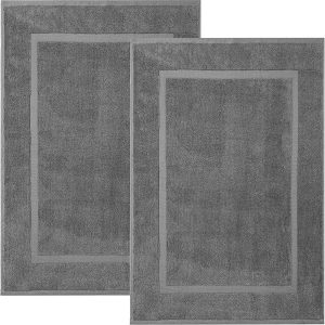 Bath Mat Floor Towel Set - Absorbent Cotton Hotel Spa Shower/Bathtub Mats [Not a Bathroom Rug] 22"x34" Pack of 2